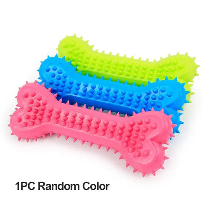 1PC Pet Chew Toy Soft Rubber Bite-Resistance Bone Shape Teeth Grinding Chewing Toys for Small Dogs Training Pet Supplies