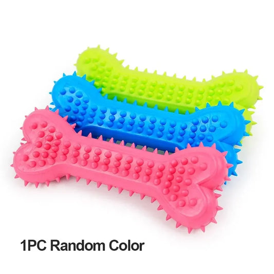 1PC Pet Chew Toy Soft Rubber Bite-Resistance Bone Shape Teeth Grinding Chewing Toys for Small Dogs Training Pet Supplies